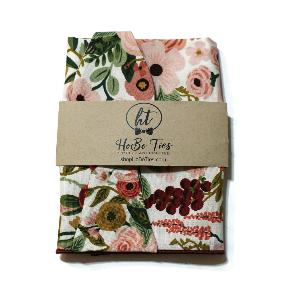 Rose Garden Party Floral Bow Tie, handcrafted neckties and bow ties featuring vibrant floral patterns.