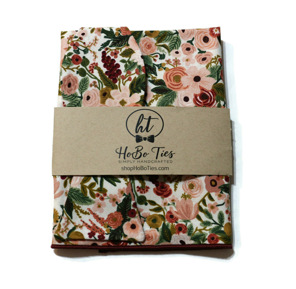 Rose Garden Party Petite Floral Bow Tie, handcrafted neckties and handmade bow ties in floral design.