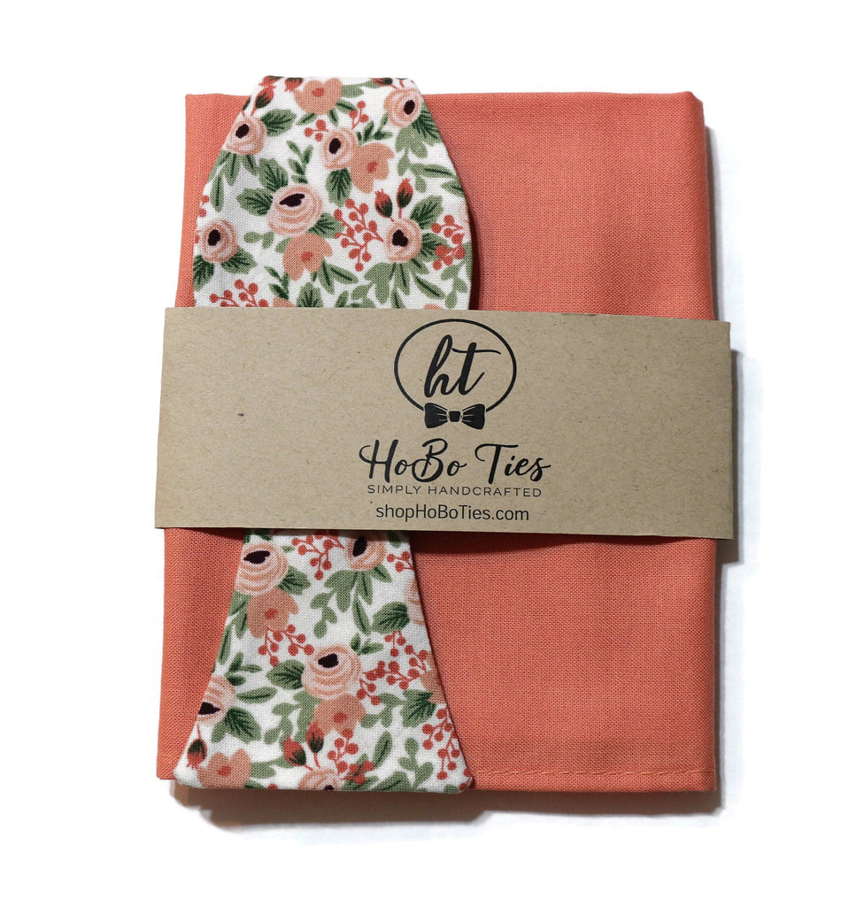 Rose Rosa Floral Bow Tie with complementary pocket square, handcrafted neckties, handmade bow ties, wedding accessories for men.