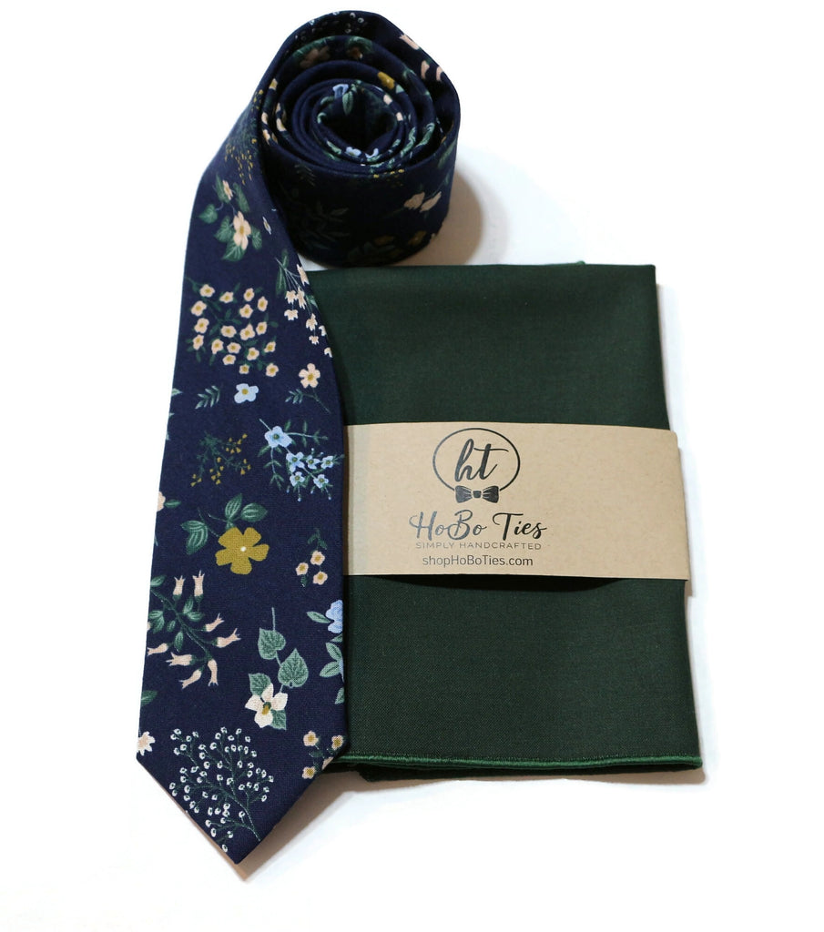 Navy Hawthorne Floral Necktie