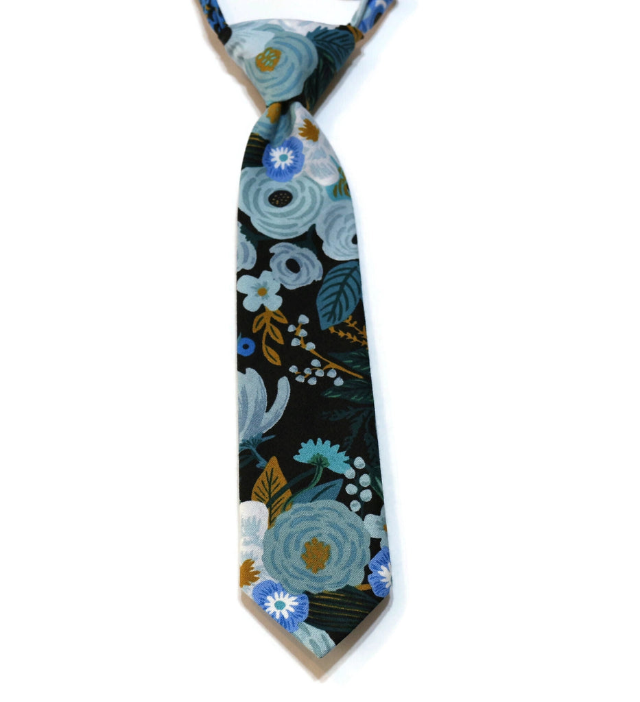 Garden Party Floral Necktie - Boys Pre-Tied featuring vibrant floral design, perfect for formal events and weddings.