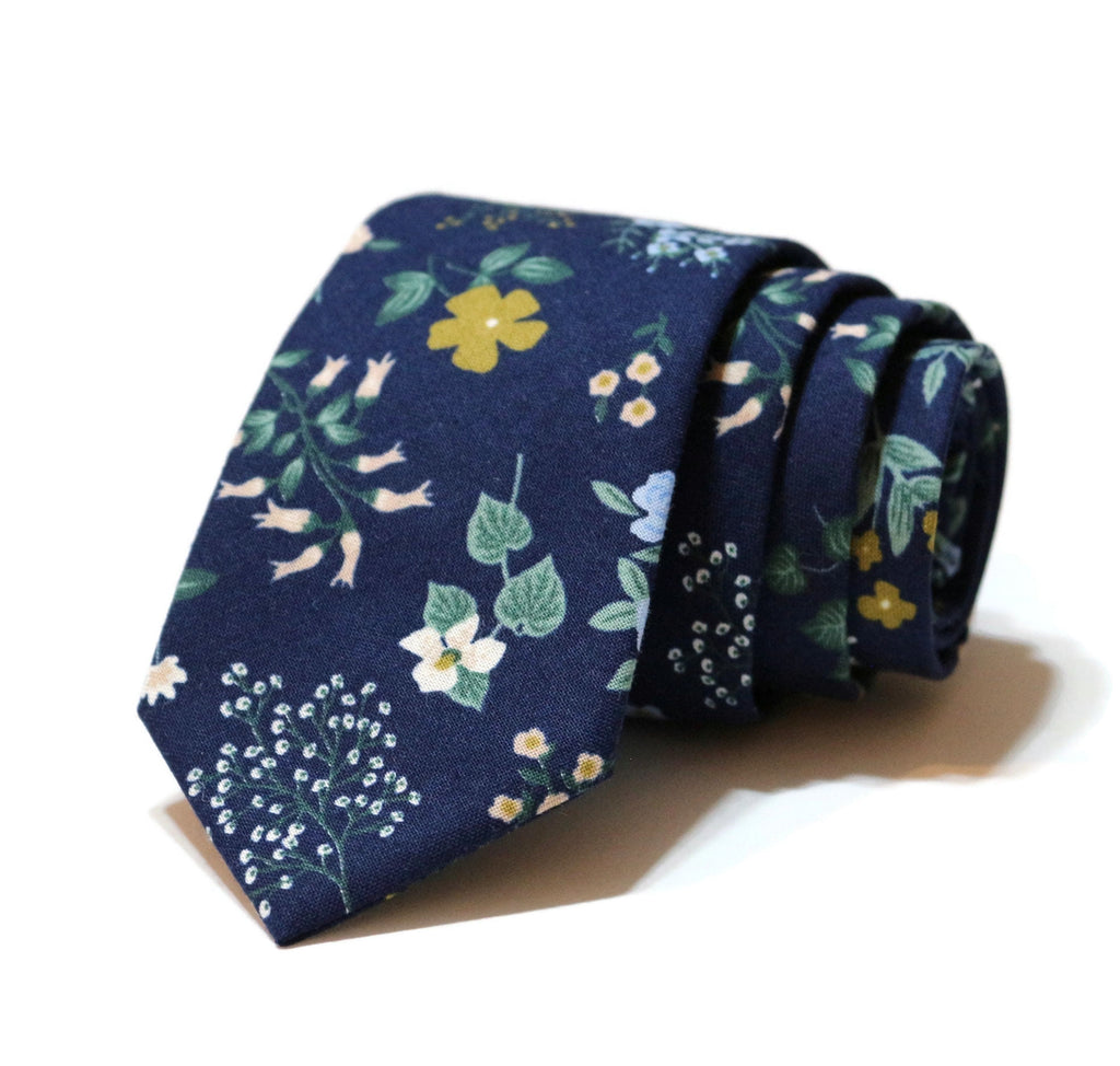 Navy Hawthorne Floral Necktie