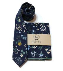 Navy Hawthorne Floral Necktie