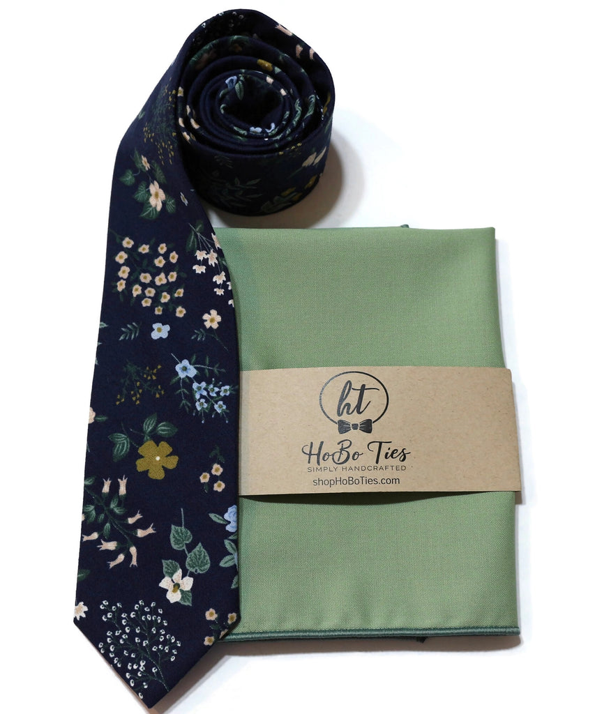 Navy Hawthorne Floral Necktie