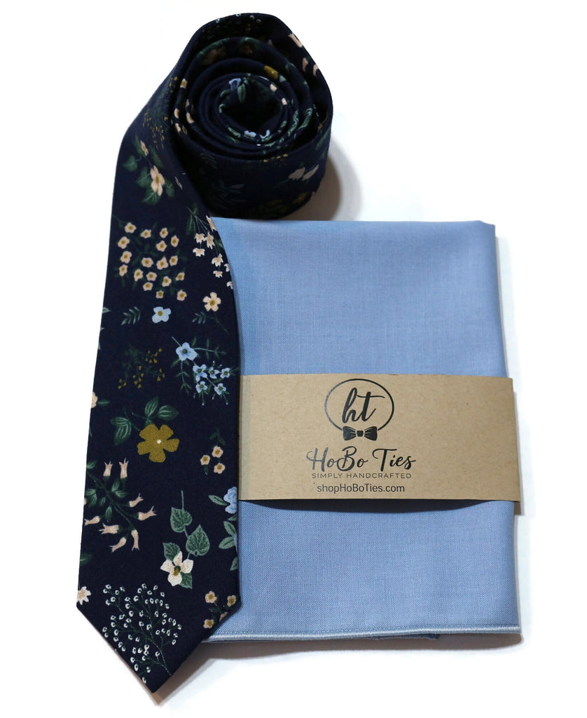 Navy Hawthorne Floral Necktie