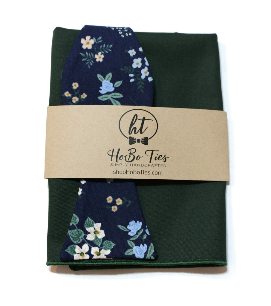 Navy Hawthorne Floral Bow Tie