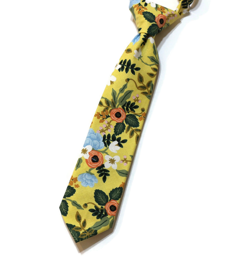 Birch Floral Necktie - Boys Pre-Tied, handcrafted neckties for boys, floral pattern, formal wear accessories men