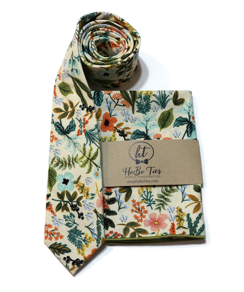 Natural Amalfi Floral Necktie featuring colorful floral pattern, perfect for men’s neckties and wedding accessories.