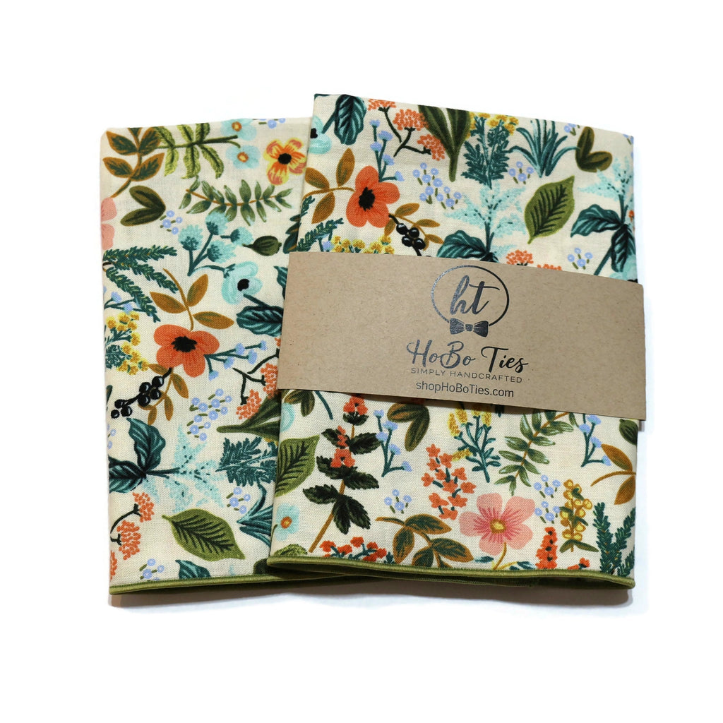 Natural Amalfi Floral Pocket Square (Mens)