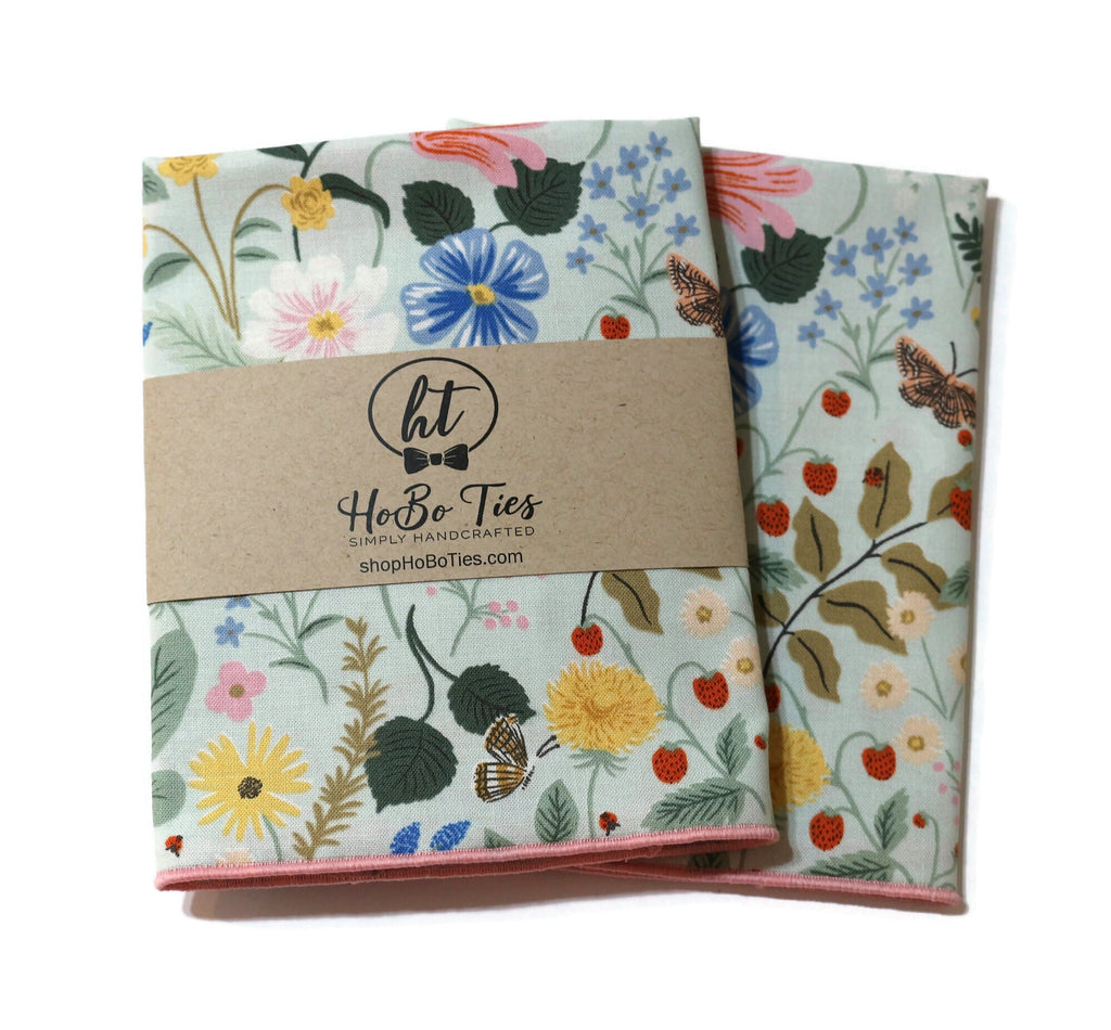 Mint Strawberry Fields Floral Pocket Square (Mens)