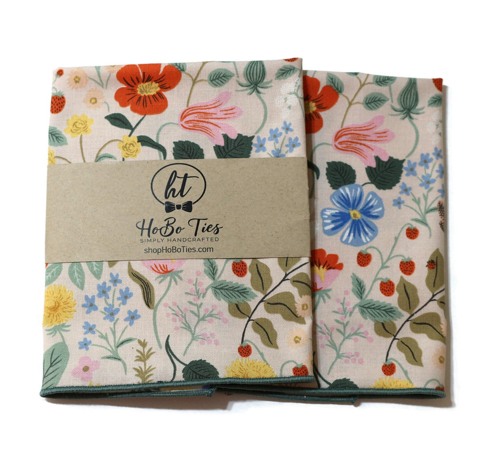 Blush Strawberry Fields Floral Pocket Square (Mens)