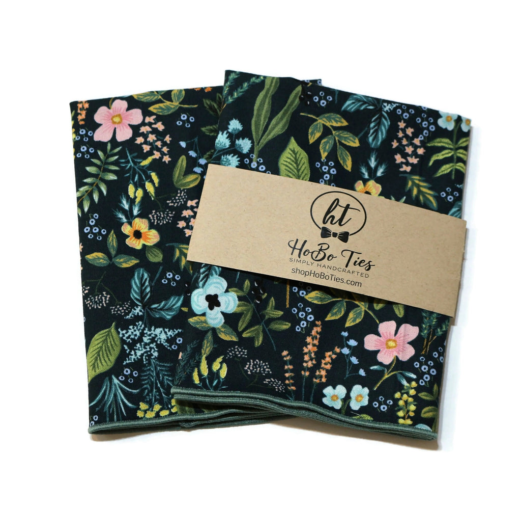 Navy Amalfi Floral Pocket Square (Mens)
