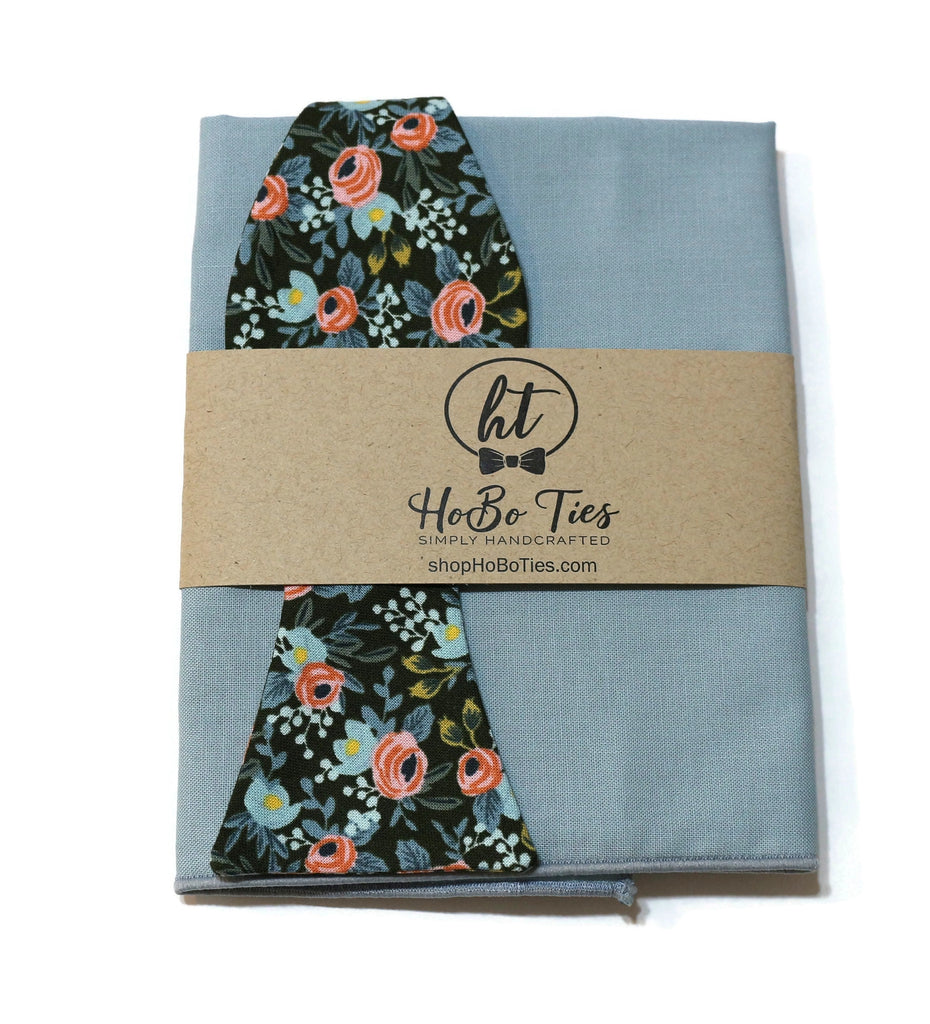 Hunter Rosa Floral Bow Tie featuring floral patterns on fabric, handcrafted neckties, handmade bow ties, unique bow tie patterns.