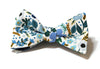 Blue Wild Rose Floral Bow Tie
