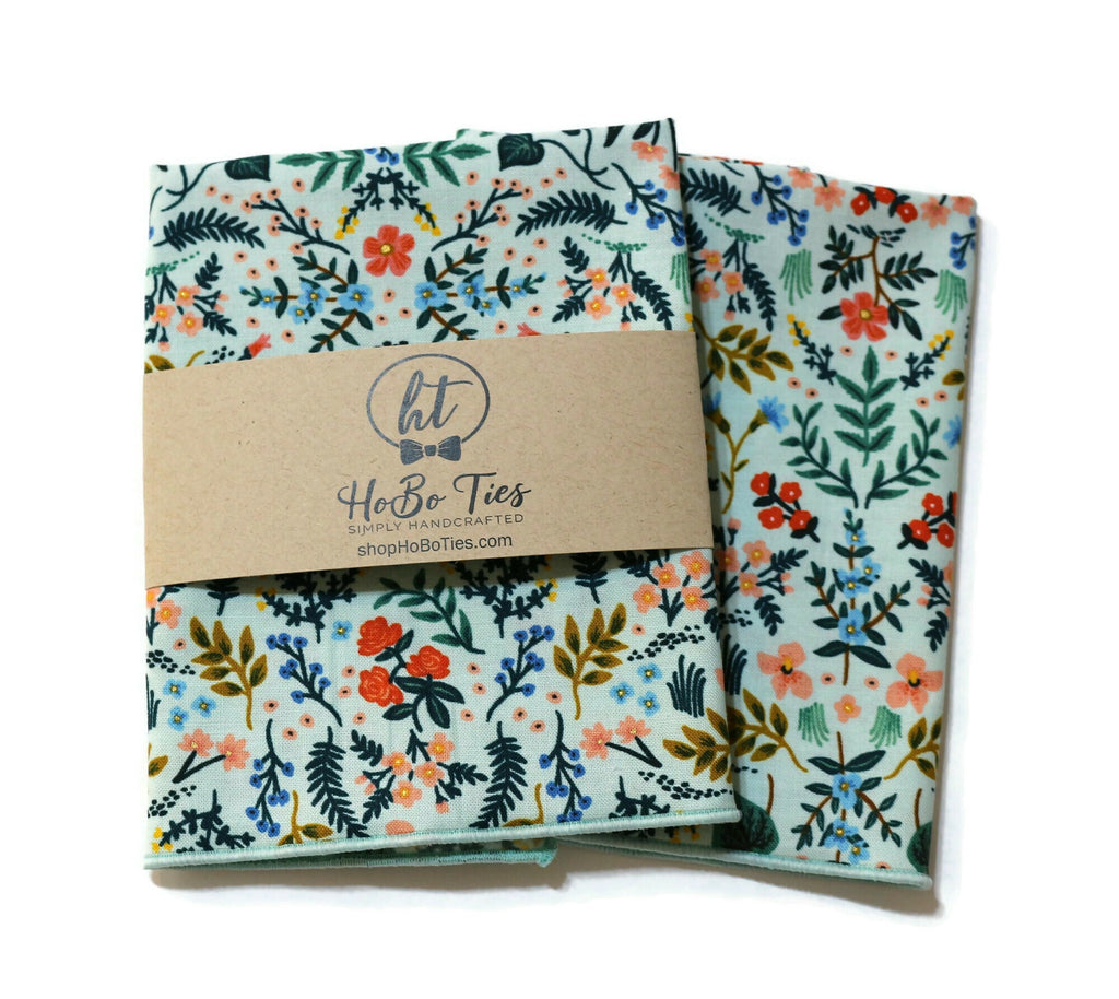MInt Metallic Wildwood Floral Pocket Square (Mens)