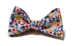 Violet Metallic Rosa Floral Bow Tie