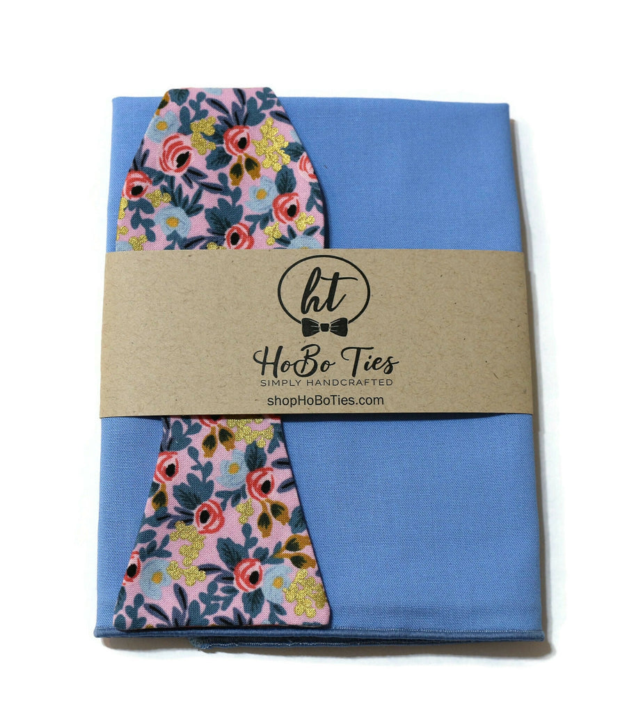 Violet Metallic Rosa Floral Bow Tie