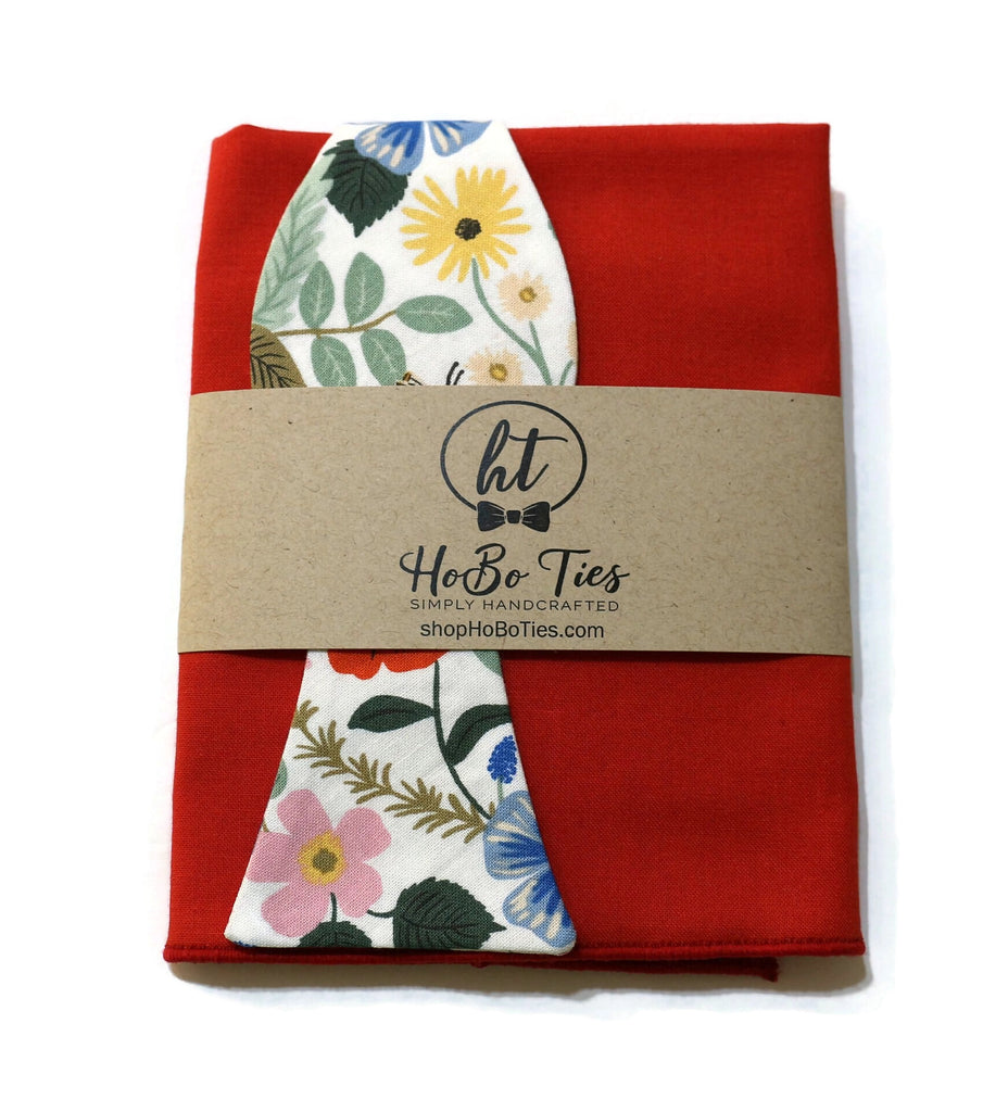 Ivory Strawberry Fields Floral Bow Tie for men’s formal wear, handmade with unique floral patterns and quality craftsmanship.