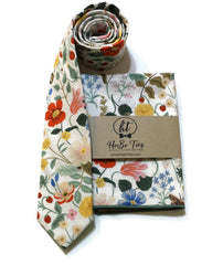Ivory Strawberry Fields Floral Necktie