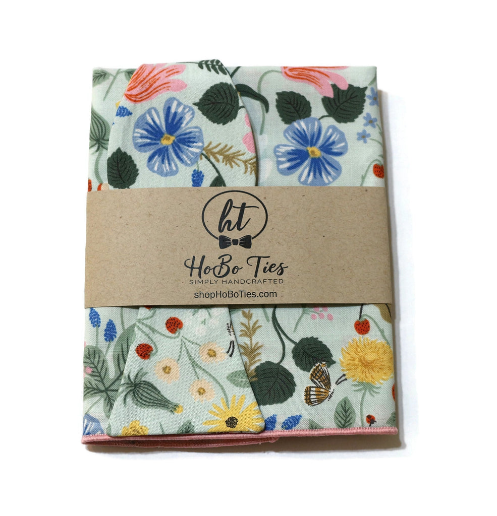 Mint Strawberry Fields Floral Bow Tie with colorful floral design, perfect for men's formal wear and wedding accessories.