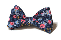 Navy Rosa Floral Bow Tie