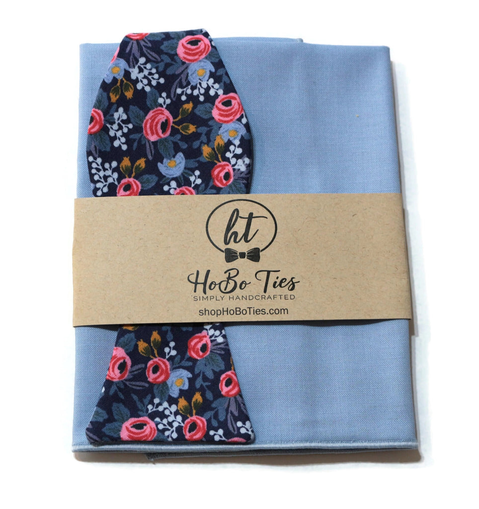 Navy Rosa Floral Bow Tie