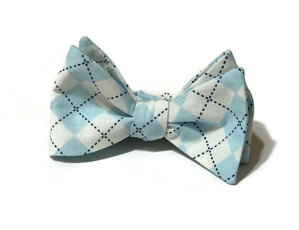 Carolina Blue Argyle Bow Tie