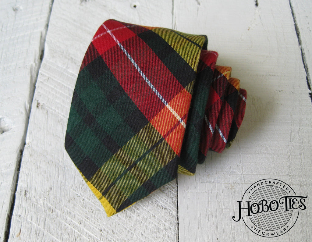 Buchanan Tartan Plaid Necktie handcrafted neckties, unique plaid pattern for men’s formal wear accessories.