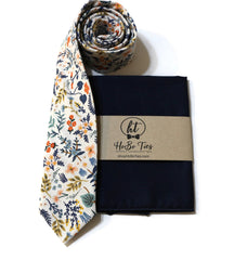 White Metallic Wildwood Floral Necktie