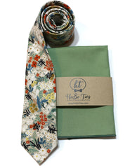 Flax Metallic Meadow Floral Necktie