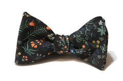 Black Menagerie Garden Floral Bow Tie