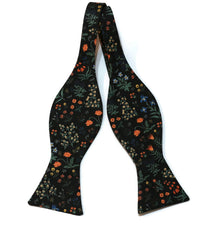 Black Menagerie Garden Floral Bow Tie