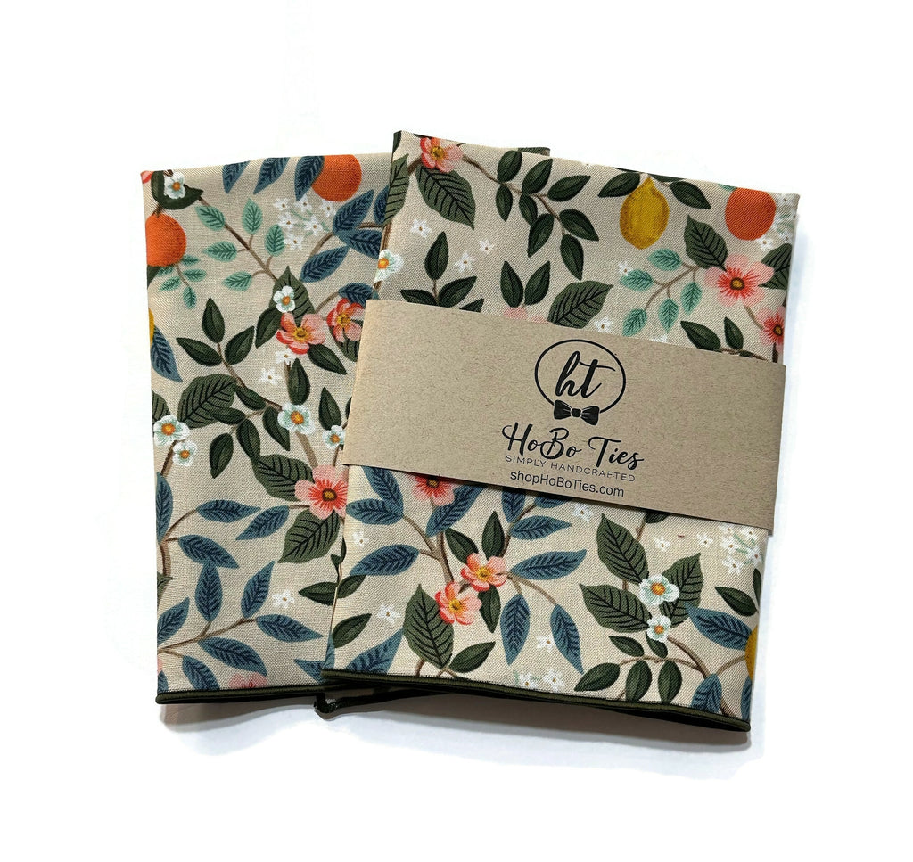 Natural Citrus Grove Floral Pocket Square