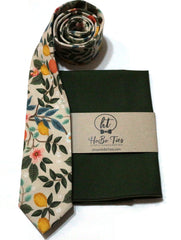 Natural Citrus Grove Floral Necktie