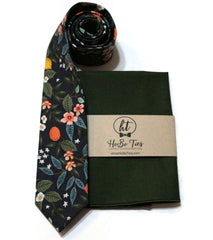 Navy Citrus Grove Floral Necktie