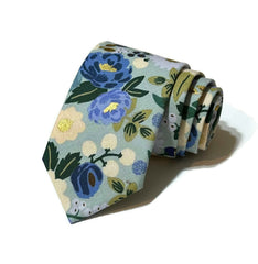 Mint Metallic Vintage Blossom Floral Necktie