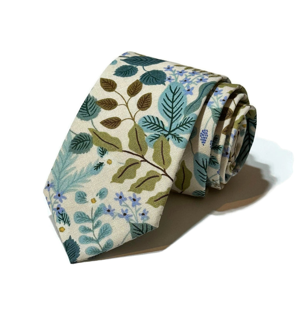 Cream Verte Floral Necktie