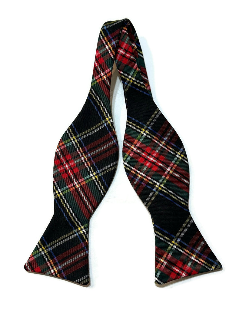 Black Stewart Tartan Plaid Bow Tie