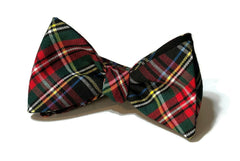 Black Stewart Tartan Plaid Bow Tie
