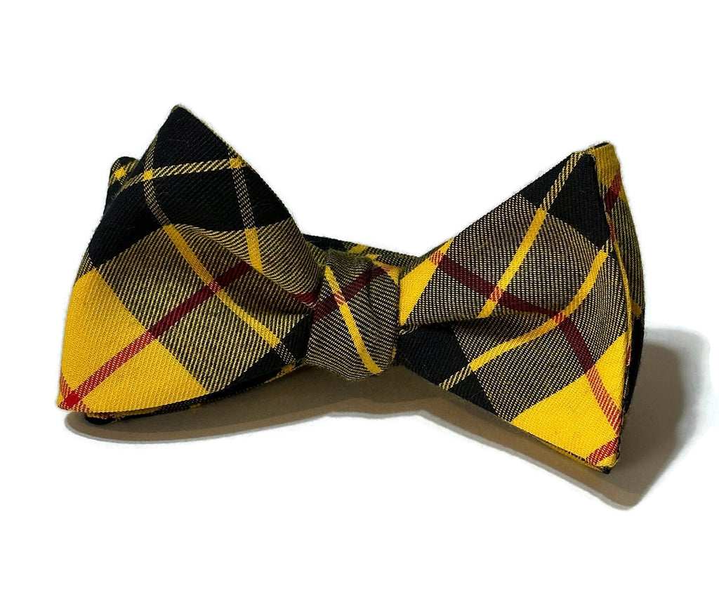 Yellow & Black Tartan Plaid Bow Tie