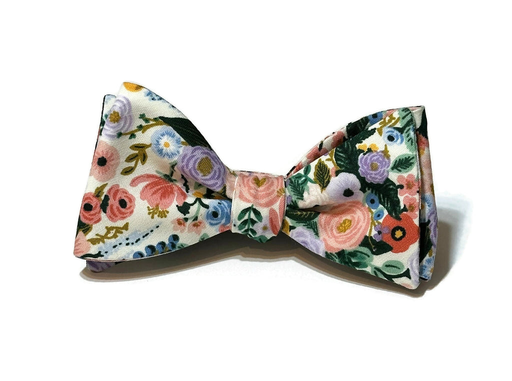 Ivory Garden Party Petite Floral Bow Tie