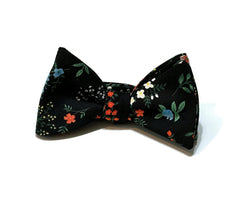 Black Hawthorne Floral Bow Tie