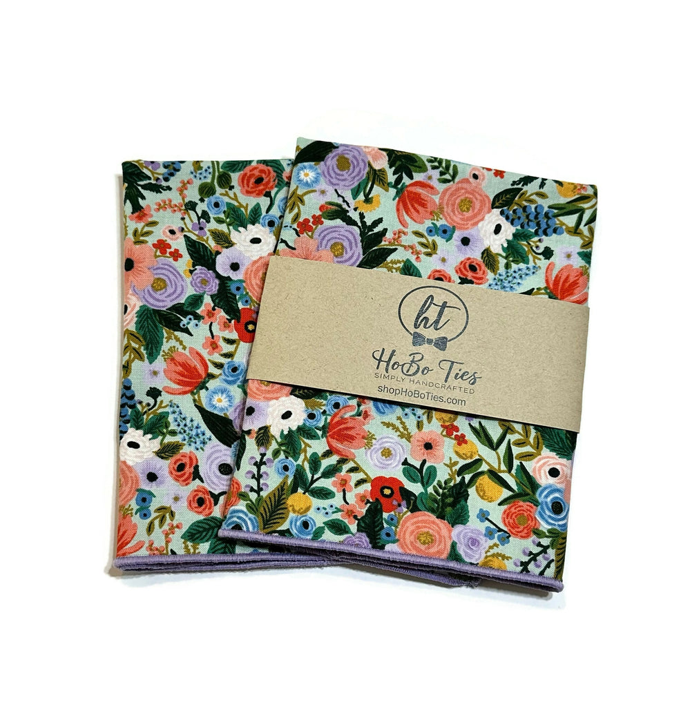 Mint Garden Party Petite Floral Pocket Square (Mens)