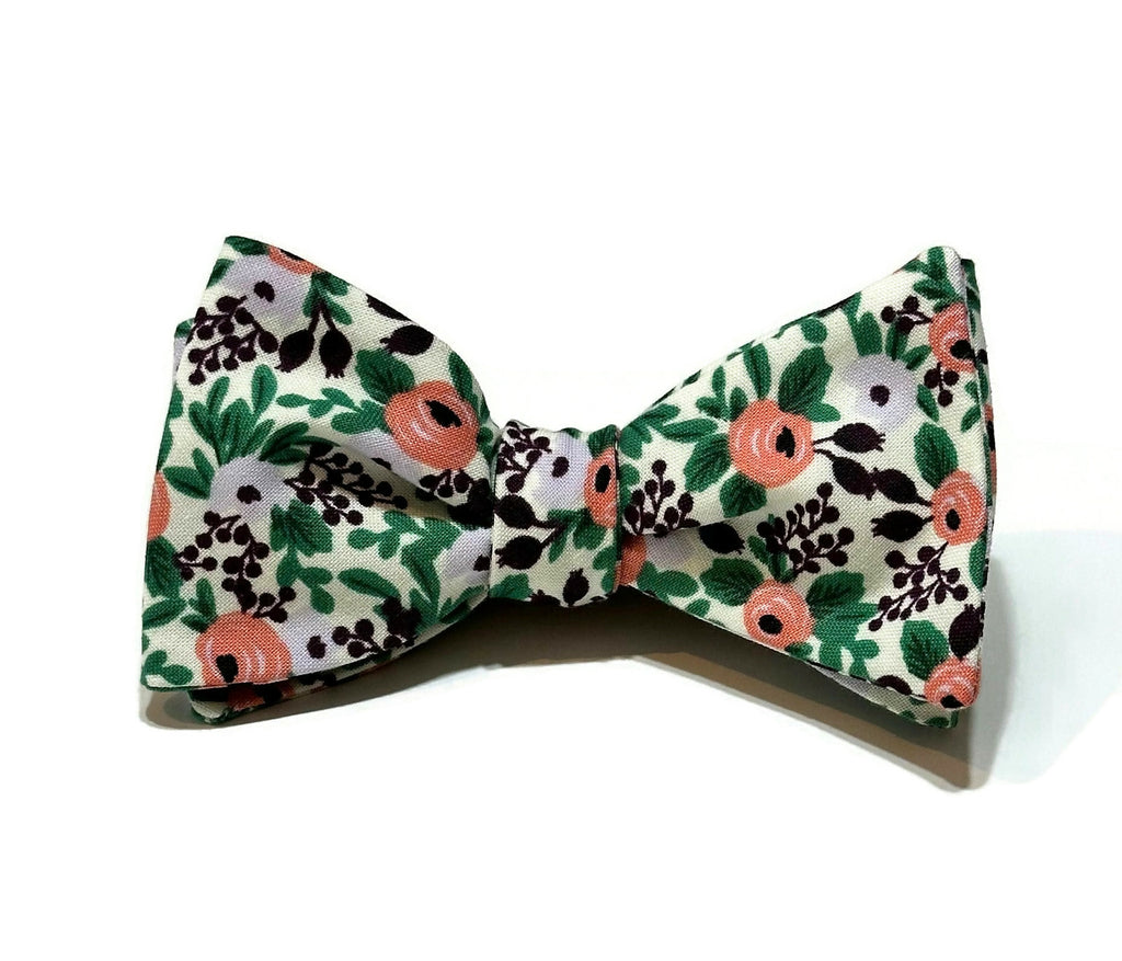 Lavender Rosa Floral Bow Tie