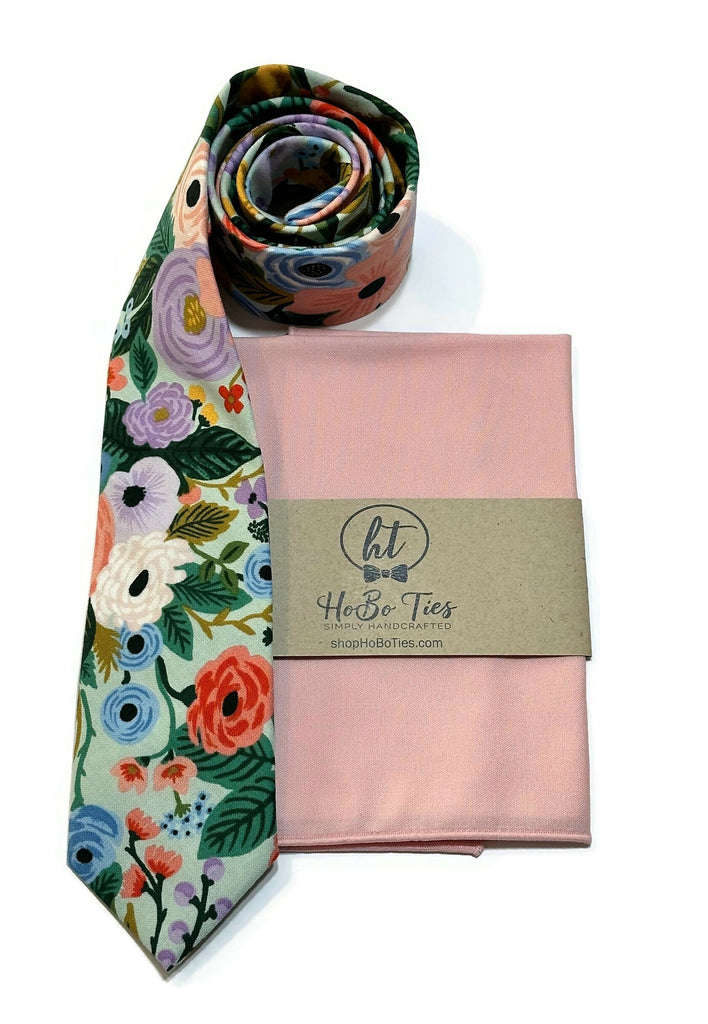 Mint Garden Party Floral Necktie