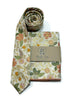 Cream Metallic Colette Floral Necktie with matching pocket square, handcrafted neckties for men and boys from USA.