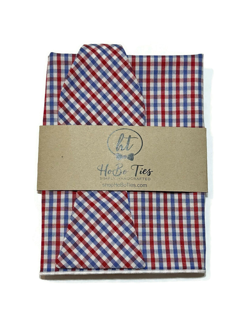 Red & Blue Tattersall Check Bow Tie