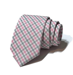 Pink & Gray Tattersall Necktie