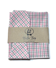 Pink & Gray Tattersall Check Bow Tie