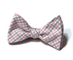 Pink & Gray Tattersall Check Bow Tie